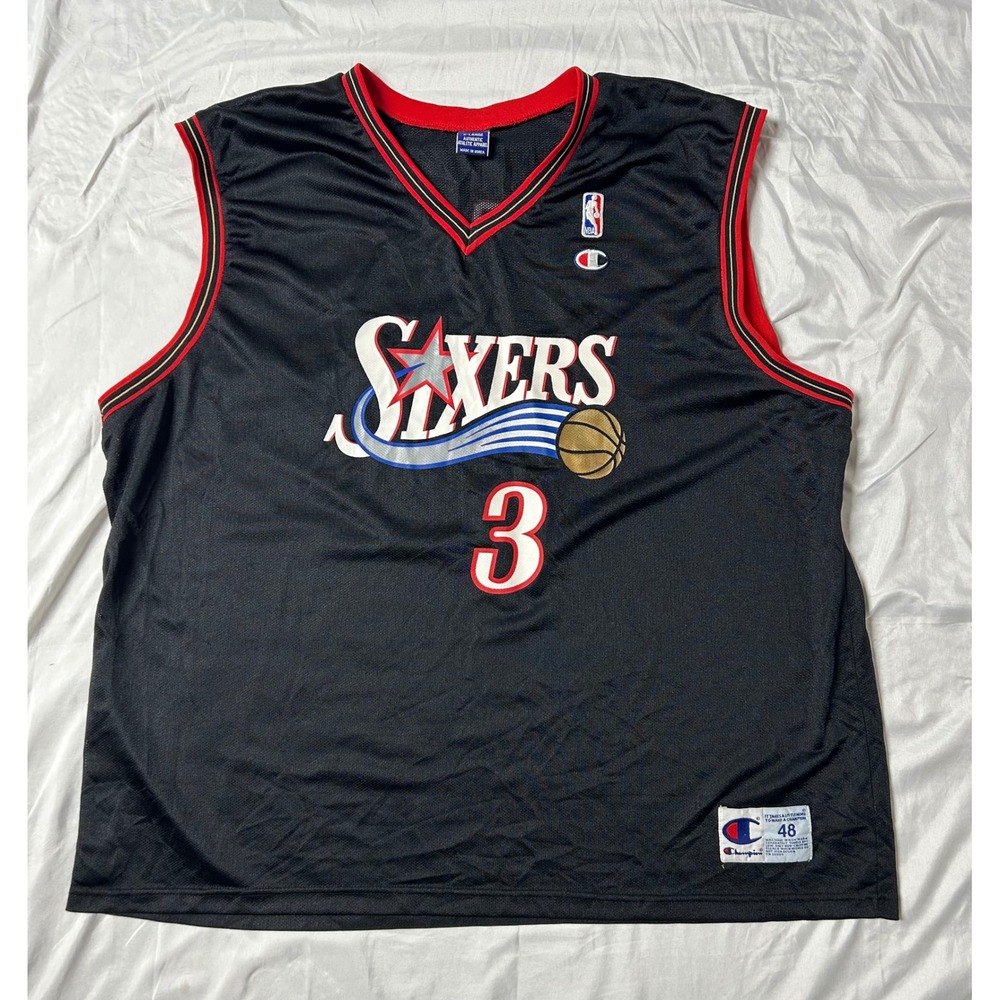Champion Vintage Allen Iverson Philadelphia 76ers Jersey XL Black NBA Authentic
